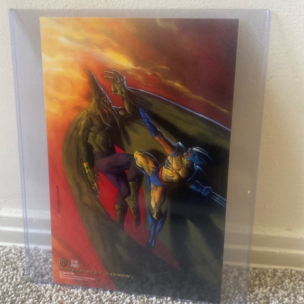 1994 FLEER ULTRA "WOLVERINE VS. SAURON" OVERSIZED PRINT